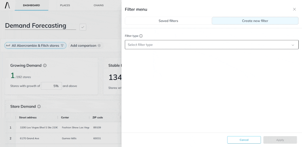 Dashboards - Create Filters