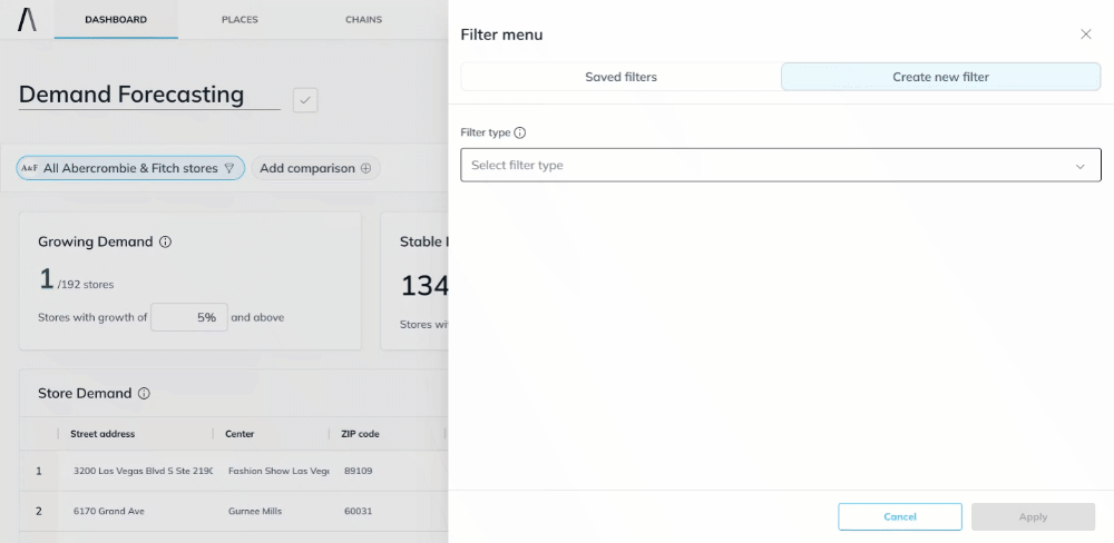 Dashboards - Filter - Site - Outlet